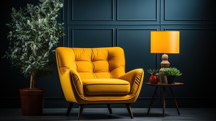 yellow armchair in living room