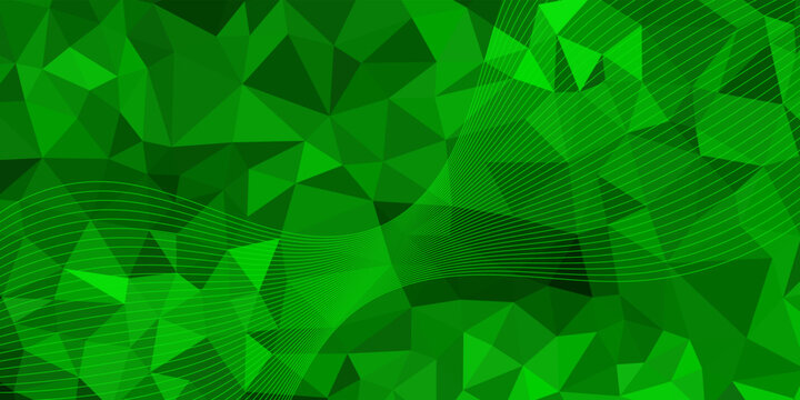 abstract green background with triangles and lines