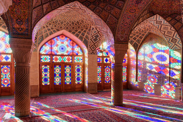 Fototapeta na wymiar View inside the Nasir al-Mulk Mosque. Shiraz, Iran