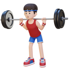 3D Sportsman Character Building Lower Body Strength with Barbell Squat Workout