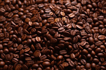 Naklejka premium Pile of Roasted Coffee Beans Generative AI