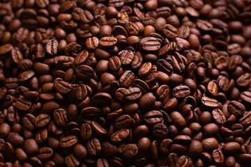 Fototapeta premium Pile of Roasted Coffee Beans Generative AI