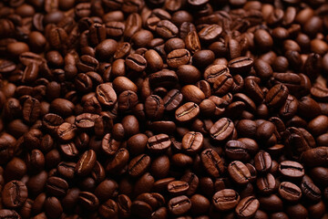 Fototapeta premium Pile of Roasted Coffee Beans Generative AI