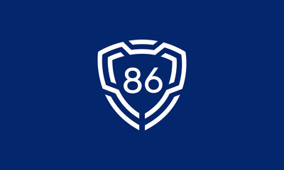 Number Shield Logo Blue Tech Modern IT