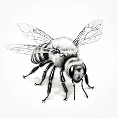 sketch illustration of a bee - obrazy, fototapety, plakaty