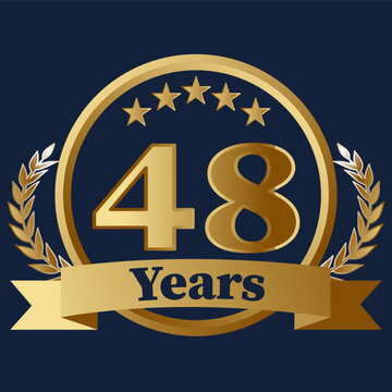 48 Years Anniversary on gold with stars and laurels