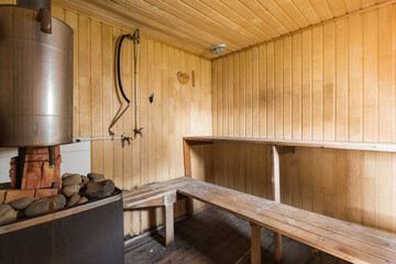 steam room lined with wood