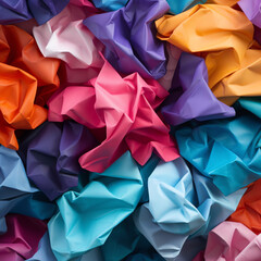 colorful crumpled papers on top of each other. generative ai