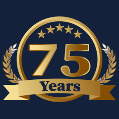 75 Years Anniversary on gold with stars and laurels