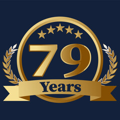 Fototapeta premium 79 Years Anniversary on gold with stars and laurels