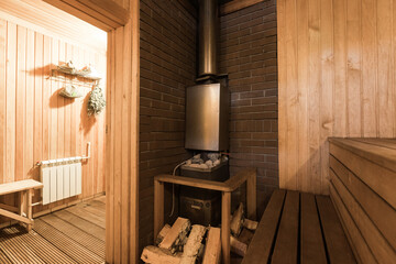steam room lined with wood