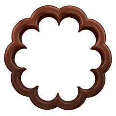 Chocolate candy flower frame isolated on transparent background. This is a part of a set which also includes letters, numbers, symbols, and shapes.