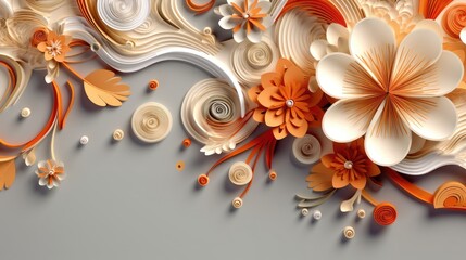 floral 3d swirls blooming wallpaper