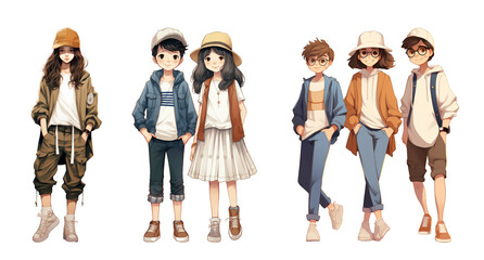 Fototapeta premium Fashion Children in transparent layer illustration