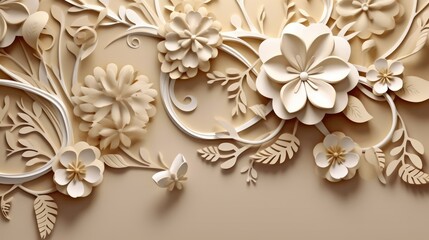 Floral 3d swirls blooming wallpaper
