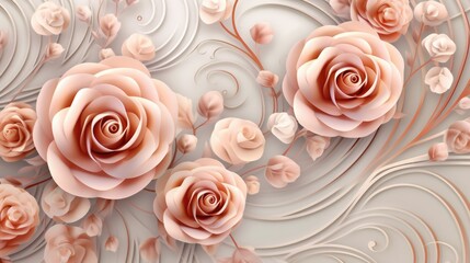 Floral 3d swirls rose wallpaper