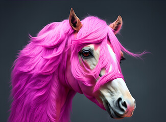Obraz na płótnie Canvas Female horse with pink hair