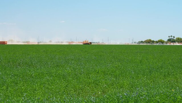 Goodyear, AZ, USA, 4.12.23. An unidentified farm truck at the plantation.