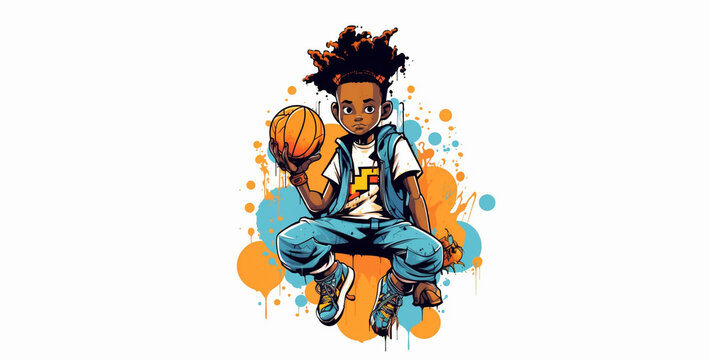 Art t-shirt design young basketball play painting wallpaper
