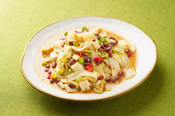 Special Chinese food Liangpi noodle on a monochrome background