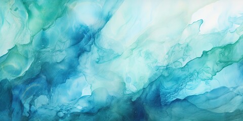 Obraz na płótnie Canvas Abstract watercolor paint background by teal color blue and green with liquid fluid texture for background, banner