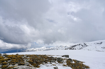 Mountain view in winter near the Rila Lakes in Bulgaria.