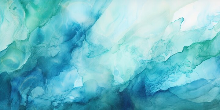 Abstract watercolor paint background by teal color blue and green with liquid fluid texture for background, banner © medienvirus