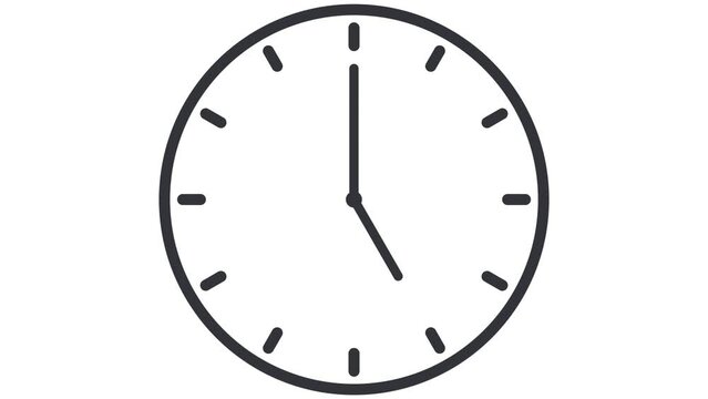 Animated rotating clock in black color a white background