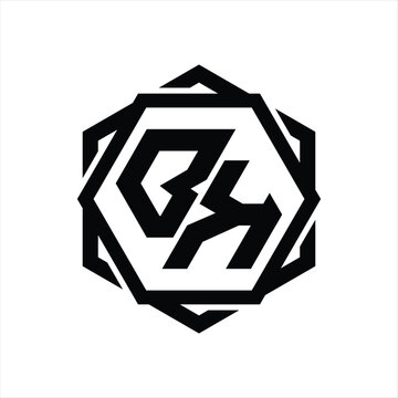 recommend clip art: BK Logo monogram hexagon shape with geometric abstract outline design template
