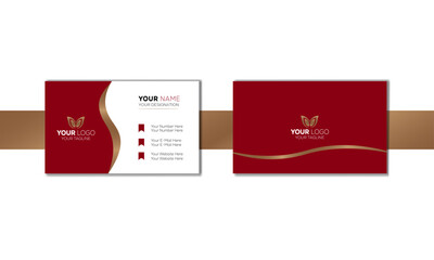 Modern elegant red and gold business card vector background. Luxury creative clean gold business card design template. 