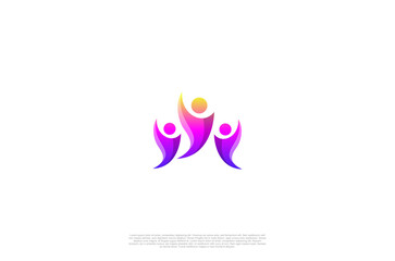 Abstract people linked, human icon. Usable for teamwork, community, family logo. Design template