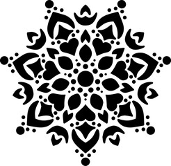 Mandala Stencil Template, Printable Design, Black and White Coloring Illustration