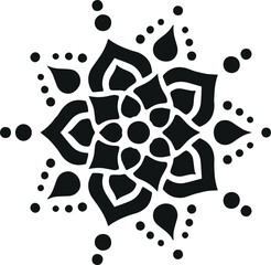 Mandala Stencil Template, Printable Design, Black and White Coloring Illustration