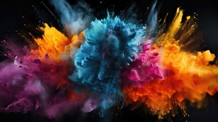 Naklejka na ściany i meble Explosion of colored powder on black background