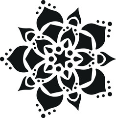 Mandala Stencil Template, Printable Design, Black and White Coloring Illustration