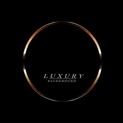 Isolated abstract round frame with gold mosaic on black design