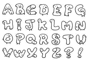 アルファベット_フォント_線画