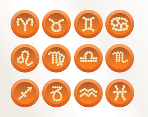 Zodiac signs Icons, Horoscopes vector