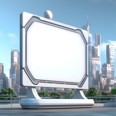 Futuristic metropolis displayed on a blank billboard