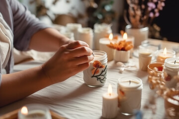 The process of creating handmade candles.