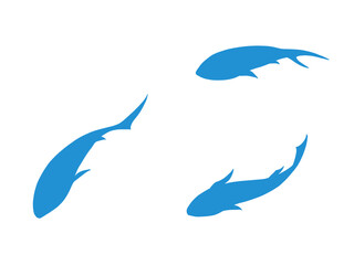 魚　泳ぐ　青　シルエット