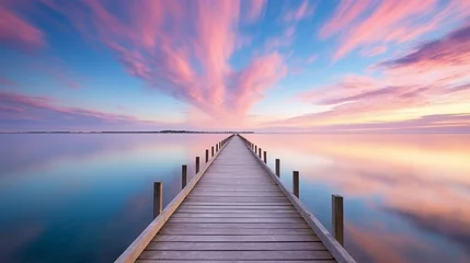 Foto op Plexiglas 夕暮れの美しい空と桟橋 © bephoto