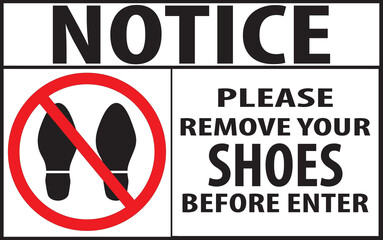 Please remove your shoes before enter sign vector eps