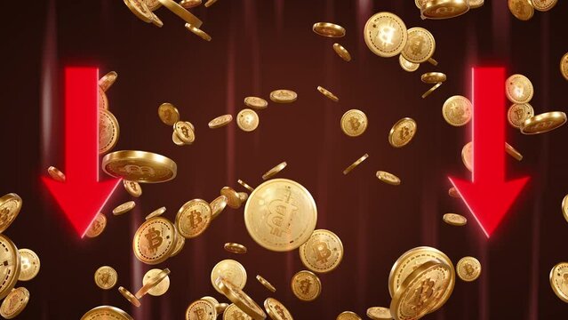bitcoin drop down at bear market. Pullback of leader cryptocurrency Bitcoin BTC in trading.