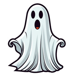 Obraz premium Halloween ghost cartoon style isolated on transparent background. Digital illustration generative AI.