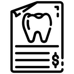 dental invoice outline vector icon