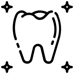healthy tooth outline vector icon