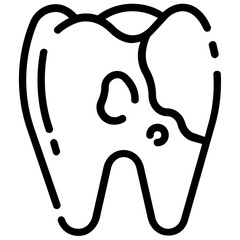 Obraz premium caries tooth, outline vector icon