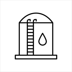 Outline water tank vector icon. Water tank illustration for web, mobile apps, design. Water tank vector symbol on white background