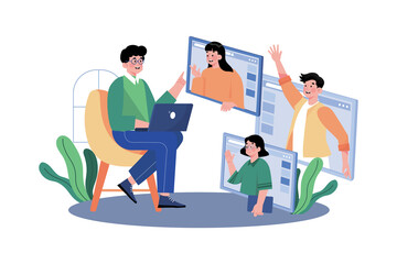 Student joins study groups online.